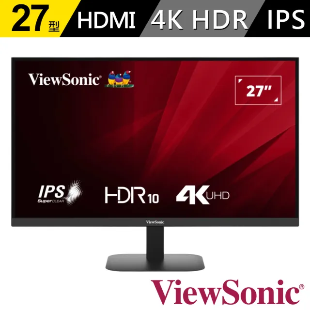 【ViewSonic 優派】VA2708-4K-MHD 27型 4K HDR廣視角螢幕(HDR10/內建喇叭/4ms)