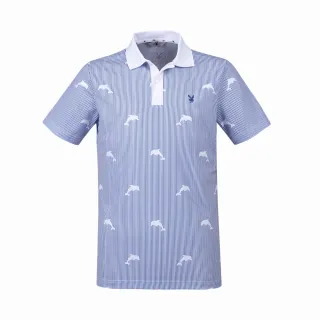 【PLAYBOY GOLF】男款海豚線條吸濕排汗抗UV短袖POLO衫-藍(吸濕排汗/抗UV/高爾夫球衫/AA24111-57)