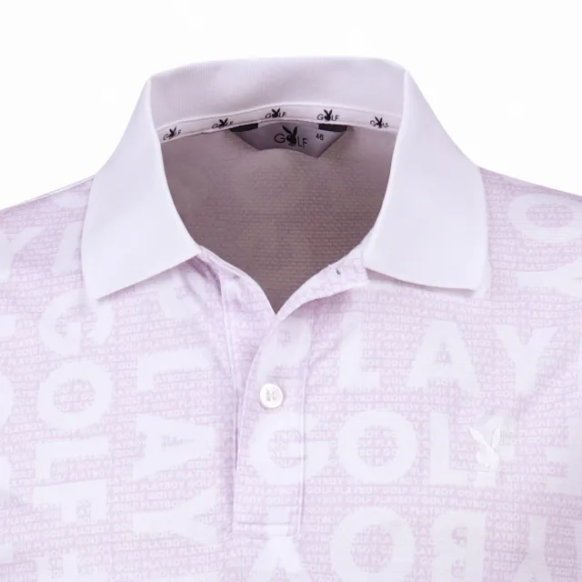 【PLAYBOY GOLF】男款文字吸濕排汗涼感高爾夫短袖POLO衫-粉紫(高爾夫球衫/AA24113-15)