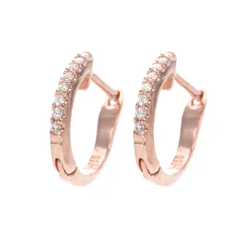 【DOLLY】0.10克拉 18K玫瑰金鑽石耳環