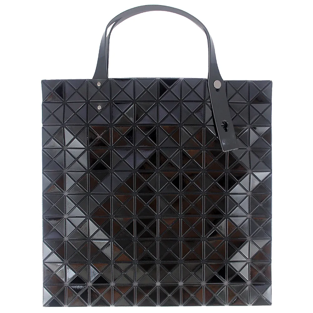 【ISSEY MIYAKE 三宅一生】BAOBAO 亮面方格10x10手提包(黑色/大)