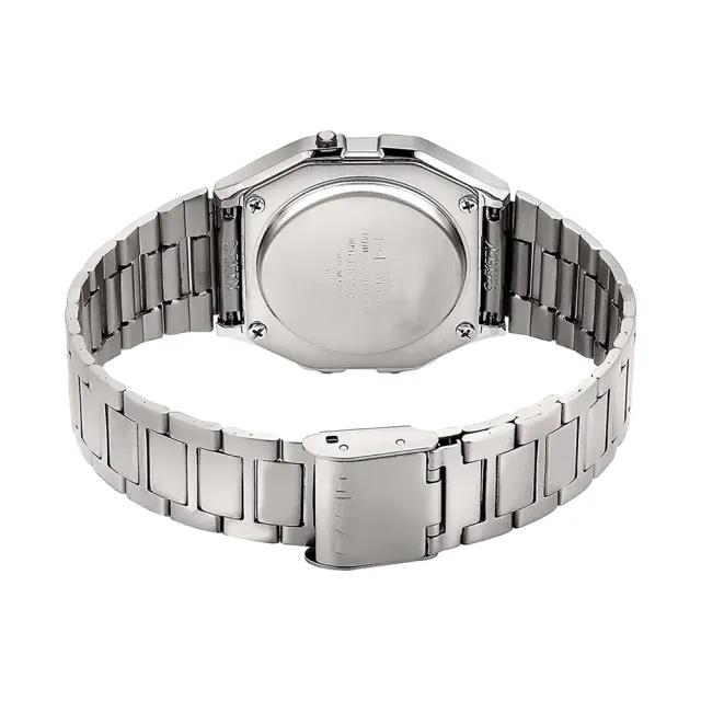 【CASIO 卡西歐】A158WA-1DF 復古 微光照明 鬧鈴碼錶 不鏽鋼 中性 方形 電子錶 腕錶 33.2mm(全自動日曆)