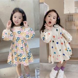 【MANI 瑪尼】女童春秋韓版上衣洋裝(春秋長袖洋裝 休閒彈性連衣裙)
