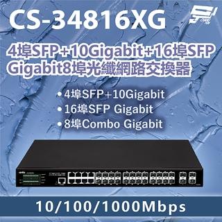 【CHANG YUN 昌運】CS-34816XG 4埠+10Gigabit+16埠Gigabit 8埠光纖網路交換器 10/100/1000Mbps