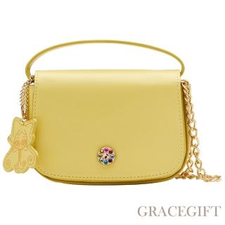 【Grace Gift】小魔女DoReMi聯名-精靈蕾蕾吊飾馬鞍包(黃)