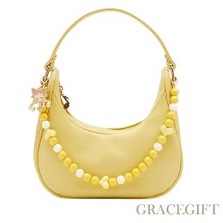 【Grace Gift】小魔女DoReMi聯名-蕾蕾魔法球新月型腋下包(淺黃)