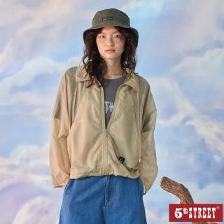 【5th STREET】防曬外套 拼接 網格 連帽 女裝 杏色(510584)