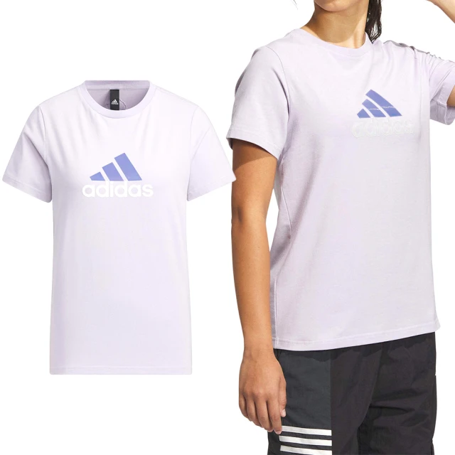 adidas 愛迪達 MH BOS Tee 2 女款 淡紫色 上衣 T恤 運動 休閒 基本款 短袖 IM8889