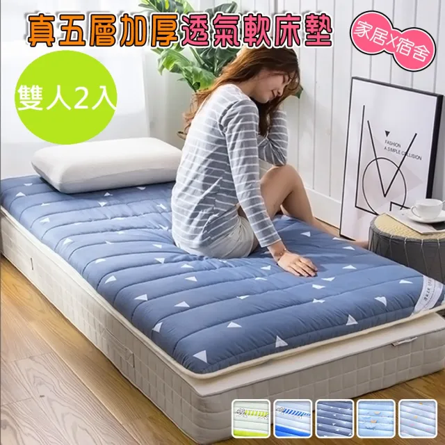 【DaoDi】2入組 五層加厚透氣軟床墊 宿舍床墊(尺寸雙人-150x200cm+-5%)
