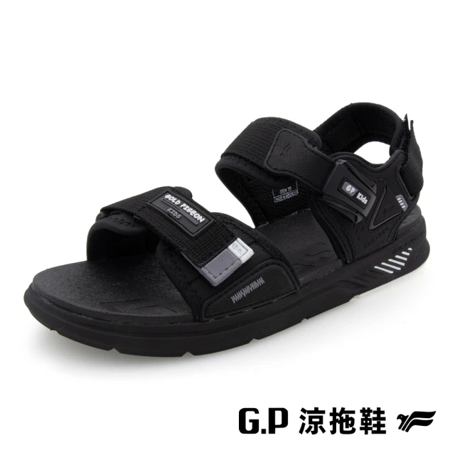 G.P 兒童簡約輕羽量磁扣兩用涼拖鞋G9525B-黑色(SIZE:31-35 共三色)