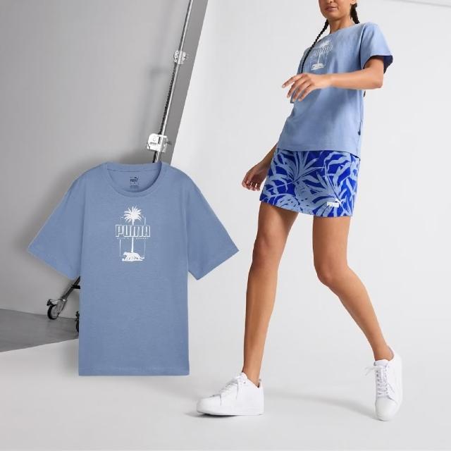 【PUMA】短袖 Palm Resort Tee 女款 藍 白 寬鬆 短T 王淨同款(683005-20)