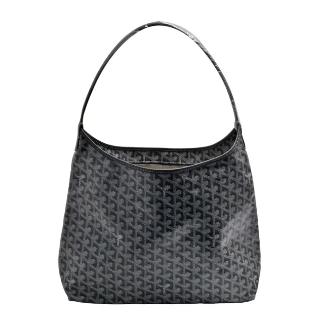 【GOYARD 高雅德】經典HOBO BAG系列印花防水帆布單肩背購物包(灰色SAC-HOBO-BOHEME-PM-GRAY)