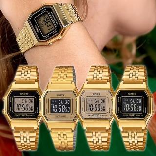 【CASIO 卡西歐】LA680WGA-9BDF/9DF/1DF/1B 復古 鬧鈴 不鏽鋼 腕錶 33.5mm(自動日曆 碼表計時)