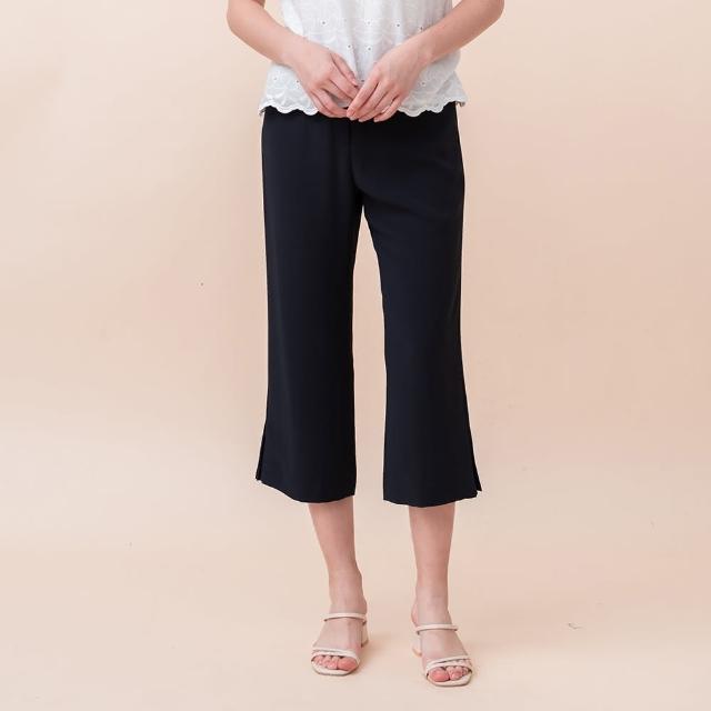 【perng yuh 芃諭名品】俐落淨雅 開衩 厚雪紡 七分直筒褲(2024 SS Collection｜3A春夏系列)