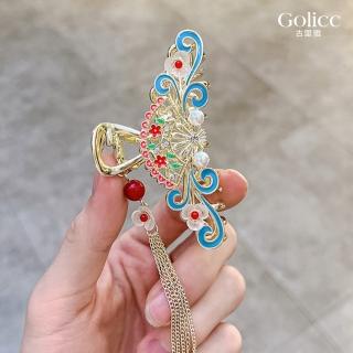 【Golicc】髮夾 中國風 珍珠流蘇 古典抓夾(母親節 生日 情人節 髮飾 頭飾 鯊魚夾 抓夾 禮物)