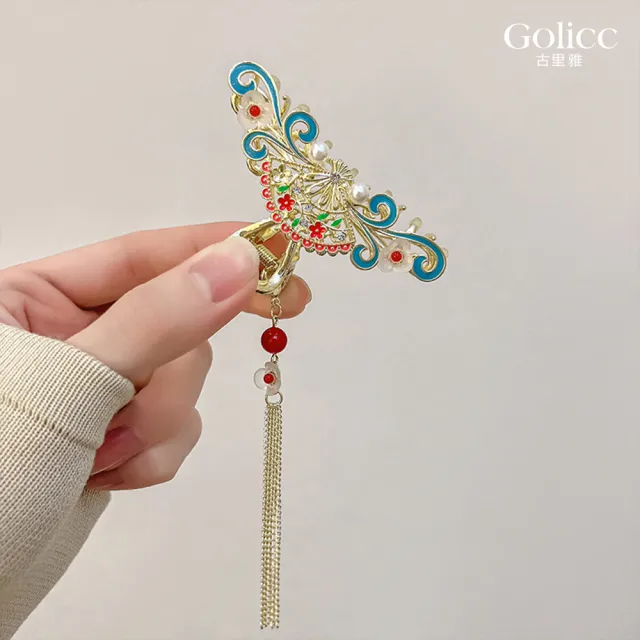 【Gulicc 古莉可】髮夾 中國風 珍珠流蘇 古典抓夾(7夕情人節 生日 髮飾 頭飾 鯊魚夾 抓夾 禮物)