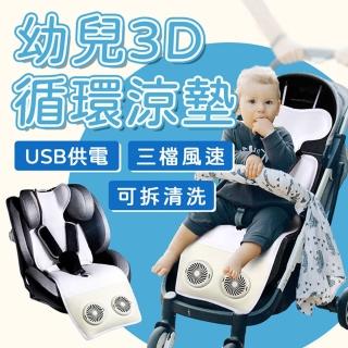 【E.C outdoor】幼兒3D循環風扇USB嬰兒推車安全座椅涼墊(座墊 嬰兒推車墊 排汗墊 水洗墊 安全座椅墊)