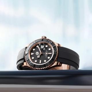 【DIDUN】DIDUN 迪頓 Yacht-Master 遊艇款 橡膠機械錶 日期顯示 夜光指標 金框/玫框矽膠 星辰 英國品牌