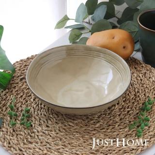 【Just Home】悠然手作陶瓷7.6吋深盤 淺棕(盤 平盤 餐盤 蛋糕盤 早午餐盤 碗盤)