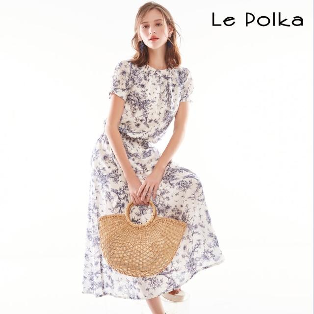 【Le Polka】經典青花瓷滿版印花上衣-女