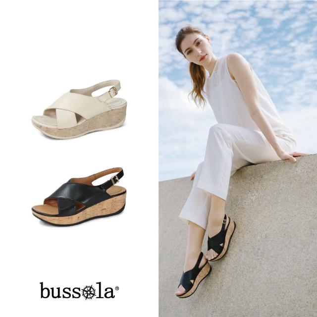 【bussola】Ibiza 簡約俐落牛皮寬帶厚底涼鞋(二色任選)