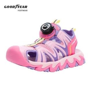 【GOODYEAR 固特異】玩轉夏日-旋扣護趾運動涼鞋/童鞋 防撞 防踢 反光 粉色(GAKS48903)