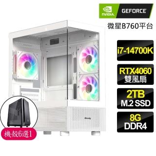 【NVIDIA】i7二十核 RTX4060 2X{雙宿雙飛}海景房電競電腦(i7-14700K/微星B760/8G/2TB)