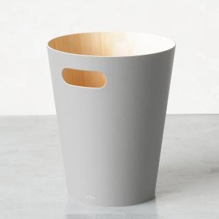 【UMBRA】Woodrow木紋垃圾桶 淺灰7.5L / 無蓋垃圾桶 質感垃圾桶