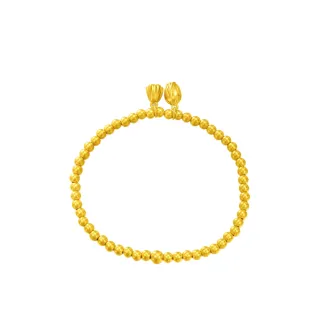 【周大福】傳承系列 合合蓮心小金珠黃金手鍊_計價黃金(彈力繩穿製)