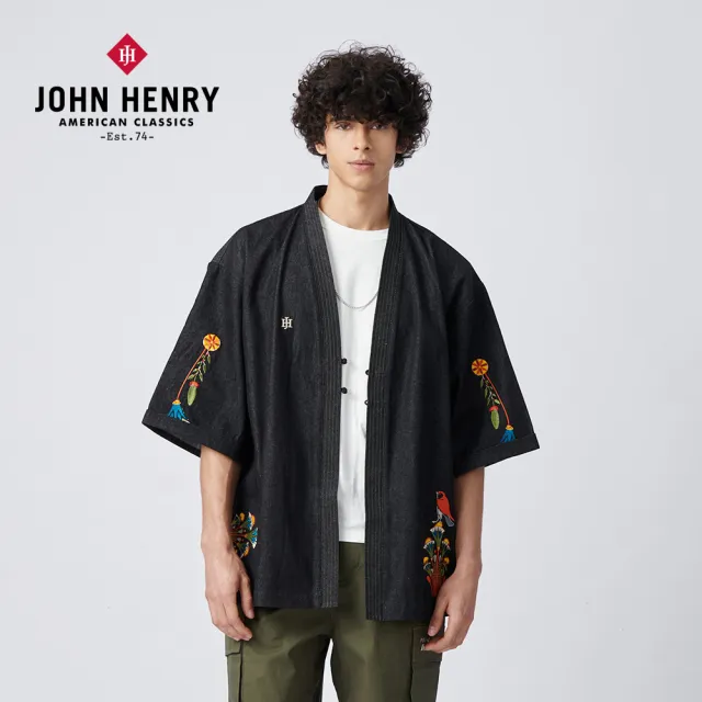 【JOHN HENRY】PHARAOH日系和服丹寧外套-黑色