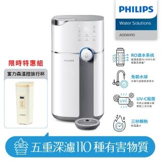 【Philips 飛利浦】智能雙效UV-C滅菌/RO過濾瞬熱淨水機(ADD6910)+富力森#316便攜電溫控旅行杯