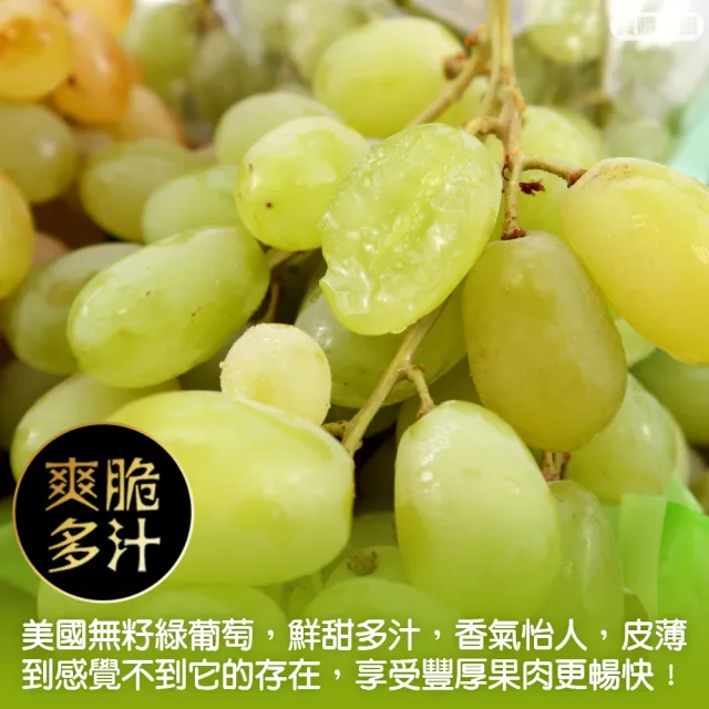 【WANG 蔬果】美國無籽綠葡萄500gx8盒(空運直送.無籽葡萄.進口水果)