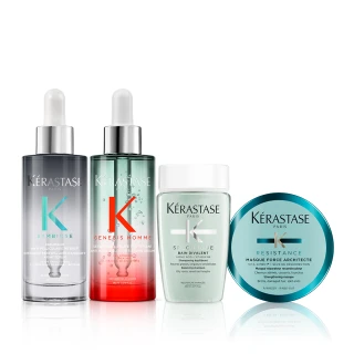 【KERASTASE 巴黎卡詩】極淨平衡+濃密芯生頭皮精華組(抗屑/舒緩)