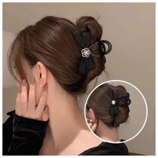 【HaNA 梨花】韓國山茶花向妳傾訴．山茶花珍珠雙面抓夾(抓夾 韓國髮夾 鯊魚夾)