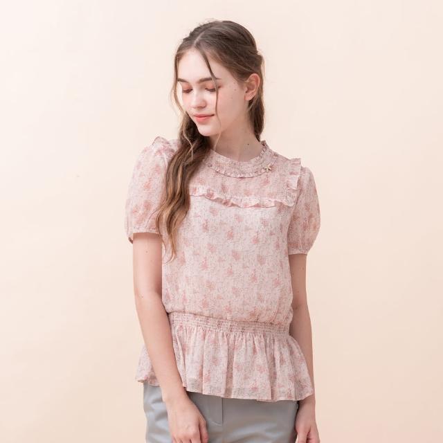 【perng yuh 芃諭名品】夏日田園 鬆緊腰 印花 雪紡上衣(2024 SS Collection｜3A春夏系列)