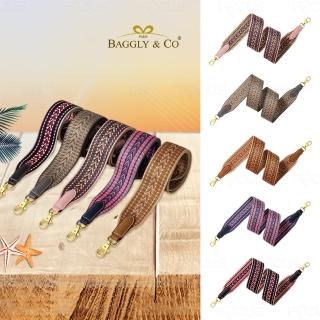 【BAGGLY&CO】母親節禮物 勝利V牛皮金釦5公分寬版編織背帶 側背帶 肩背帶 斜背帶 背帶 編織背