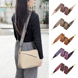 【BAGGLY&CO】真皮包包  勝利V牛皮金釦5公分寬版編織背帶 側背帶 肩背帶 斜背帶 背帶 編織