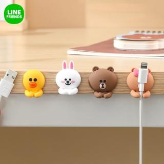 【LINE FRIENDS】熊大兔兔莎莉免打孔3C線材收納 數據線充電線手機線耳機固線器(整線器)