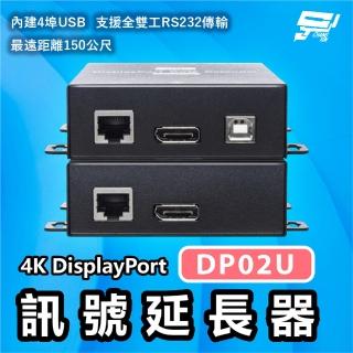 【CHANG YUN 昌運】DP02U 4K DisplayPort訊號延長器 發射器端內建4埠USB 支援全雙工RS232 最遠距離150公尺