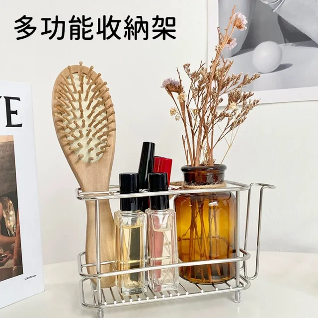 【Future goal居家生活館】不鏽鋼牙刷架牙膏牙刷漱口杯架(牙刷架 浴室置物架 分隔牙刷架 瀝水架)
