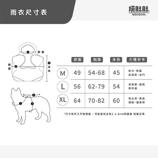 【MODODO 摸肚肚】三秒快穿On-trend調節式防水寵物雨衣(狗狗雨衣 防水雨衣 寵物雨衣 寵物服飾 寵物衣)