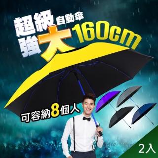 【QIDINA】2入-雨天必備超大抗風無敵傘-D TDN(大雨傘王 自動傘 遮陽傘 防曬傘 自動雨傘 黑膠)