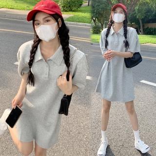 【K.W.】現貨純淨悠甜休閒運動中長洋裝(涼感 小香風 高爾夫球衫 輕薄 短袖共1色)