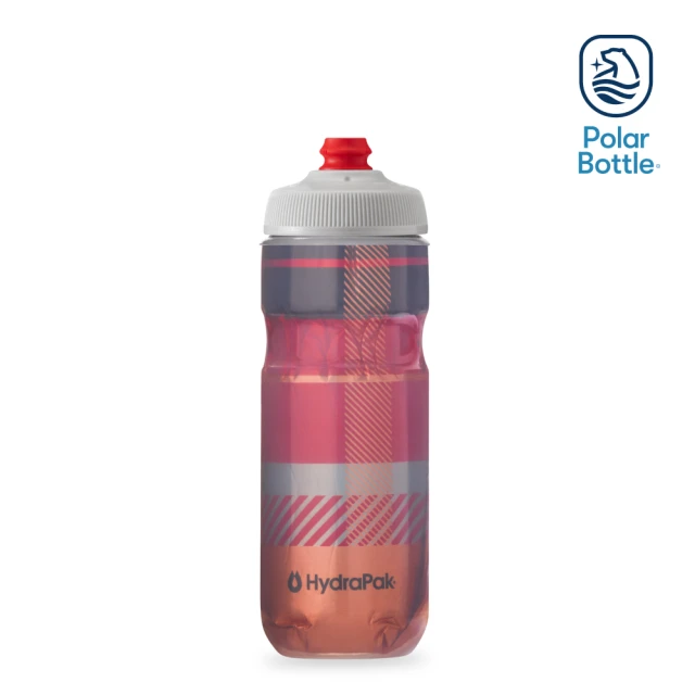 Polar Bottle 20oz 方格紋雙層保冷噴射水壺 Tartan 紅橘(公路車 自行車 腳踏車 保冷水壺)