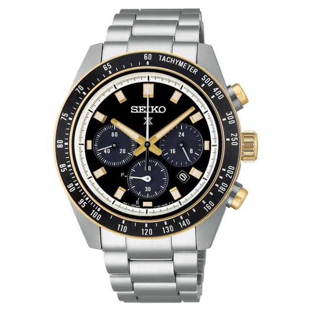【SEIKO 精工】PROSPEX SPEEDTIMER 熊貓三眼太陽能計時錶-41.4mm 母親節(V192-0AH0G SSC941P1)