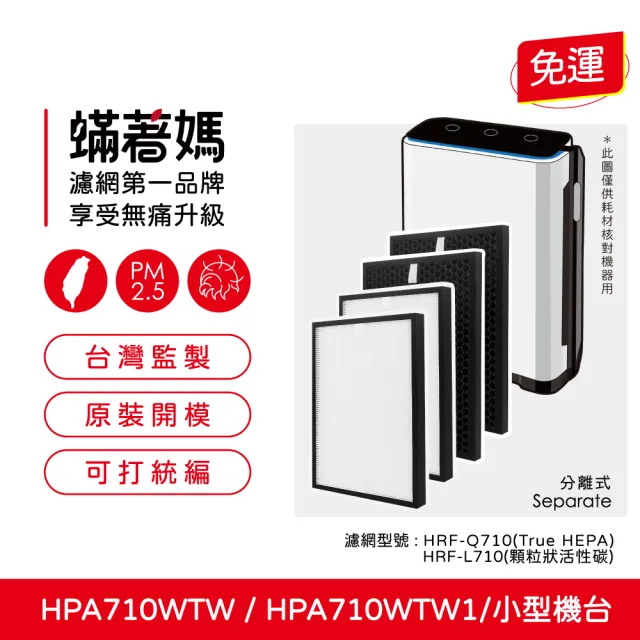 【蟎著媽】濾網2套優惠組(適用 Honeywell HPA710 HPA710WTW HPA-710WTW 空氣清淨機)