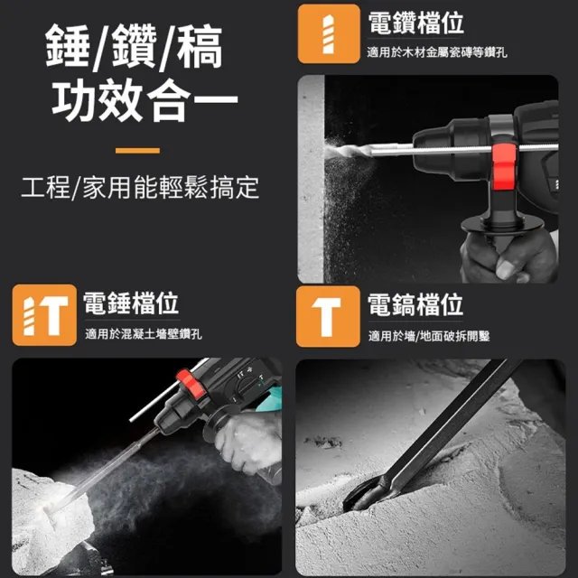 【Ogula 小倉】無刷衝擊鑽 電鎚電錘電鎬三合一 BSMI:R3E558（十節兩電）(電量顯示/一機三用/附豪華配件)