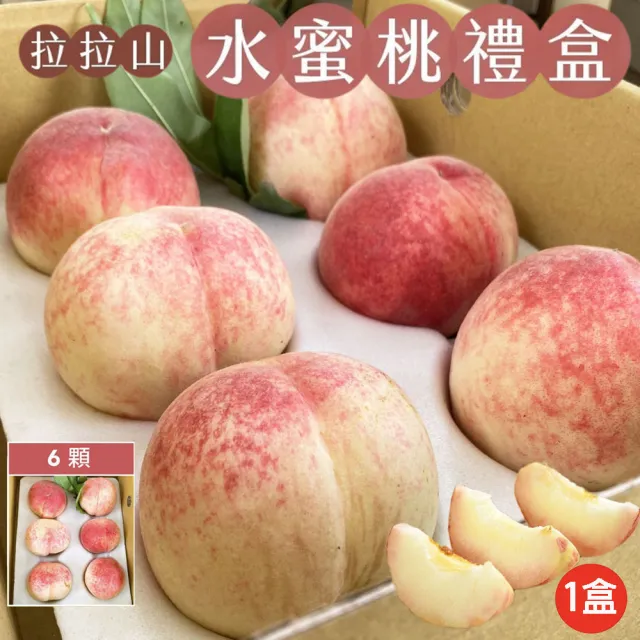 【初品果】超大顆拉拉山水蜜桃禮盒6顆x1盒(水蜜桃1200g_五月桃_媽媽桃_產地直送_季節限定_禮盒)