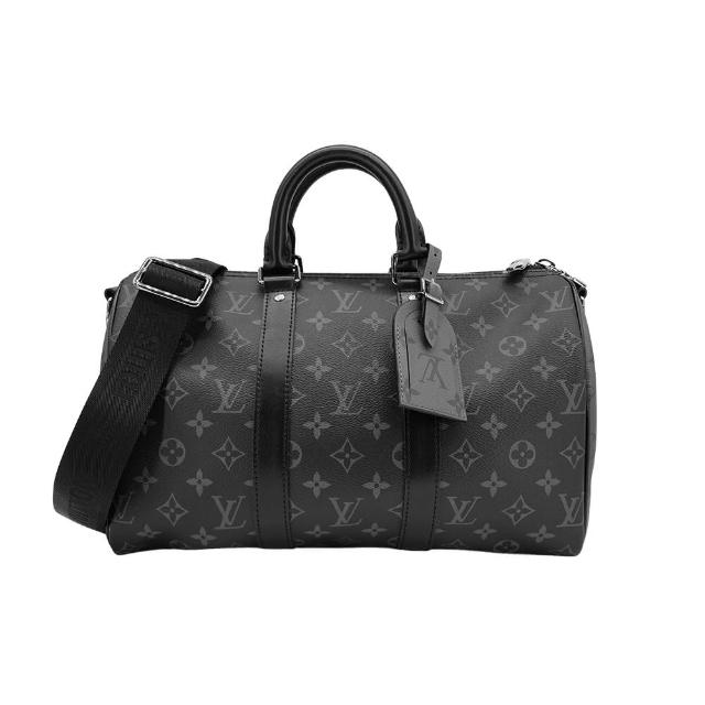 【Louis Vuitton 路易威登】Keepall 35 帆布手提斜背波士頓包(M46655-黑)