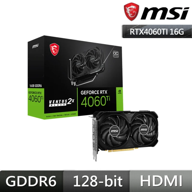 MSI 微星 RTX4060Ti VENTUS 2X BLACK 16G OC 顯示卡